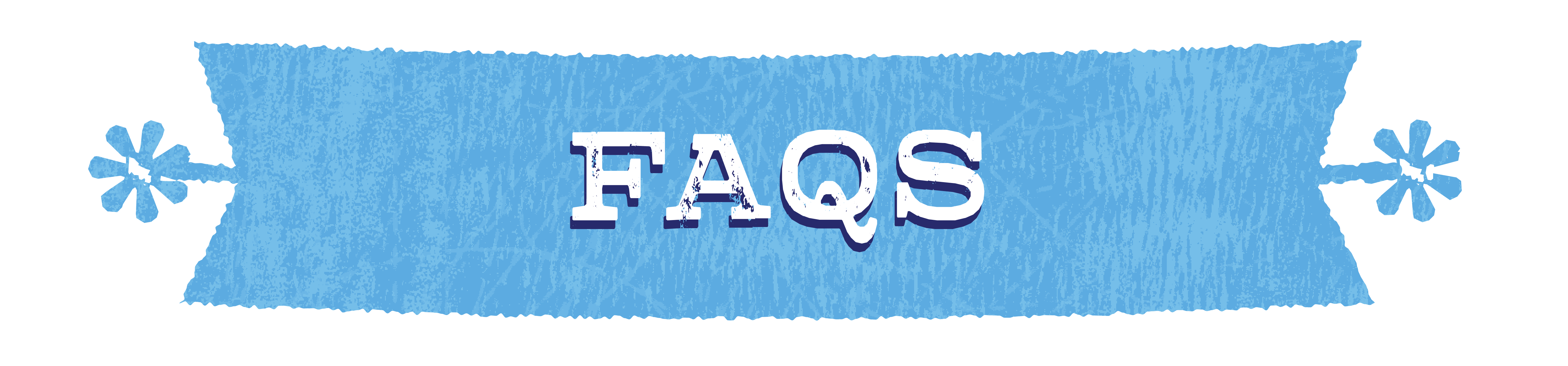 Blue banner that says "FAQ's"