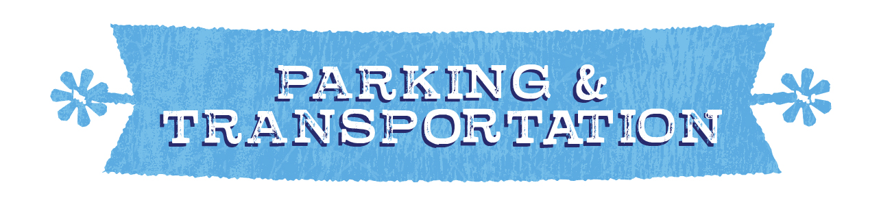 blue banner that says "parking & transportation"