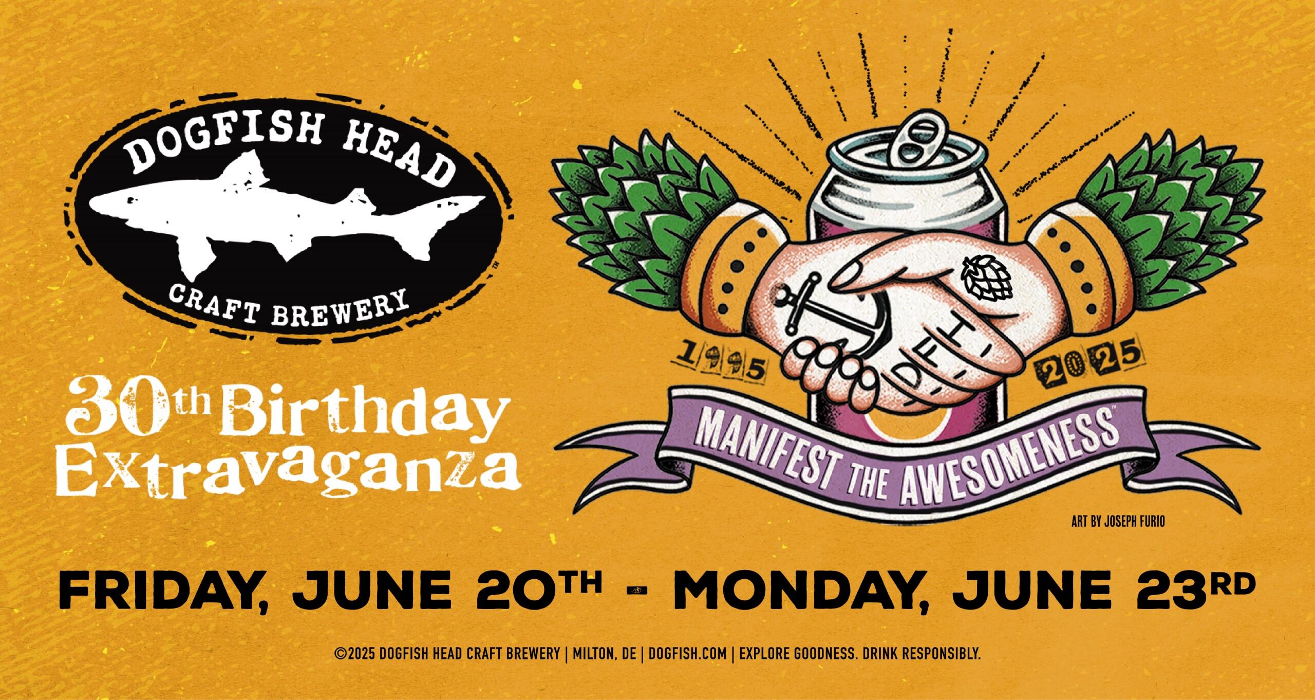 two tattooed illustrated hop hands shaking in front of a can and over a banner.