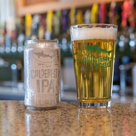 Colderest IPA can and pint glass