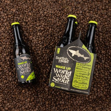 Wake Up World Wide Stout with coffee beans
