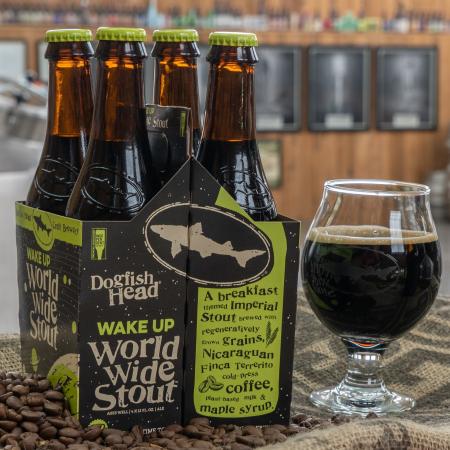 Wake Up World Wide Stout with coffee beans