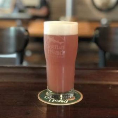 Beer in pint glass on bar