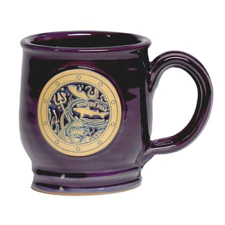 The front side of the plum port hole ceramic mug