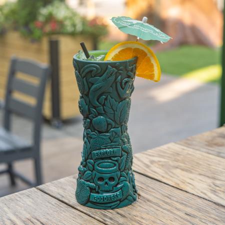 Hand carved Tiki Mug inspired by Dogfish Head underwater canned cocktail artwork
