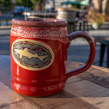 Dogfish Head Red Lumberjack Mug with Dogfish Head Logo on the Front