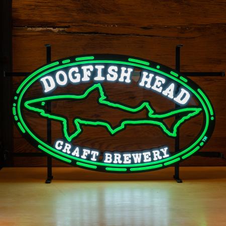 LED Sign with Shark & Shield Logo and Dogfish Head Craft Brewery Text