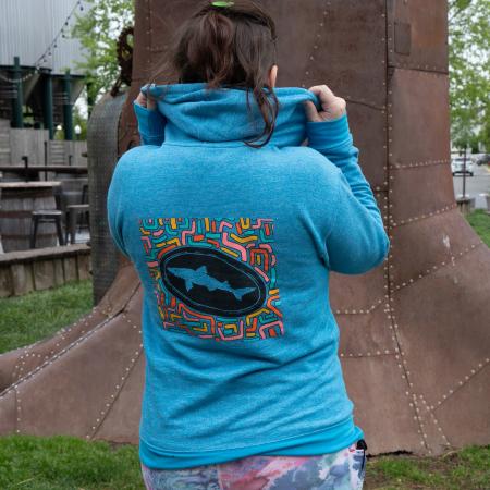 Teal Zip Hoodie Back