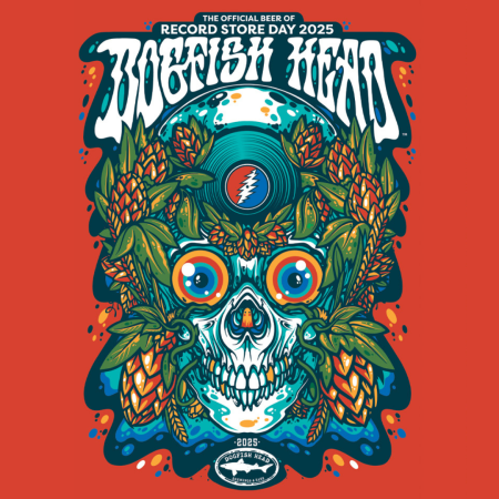 2025 Dogfish Head Record Store Day poster on a red background
