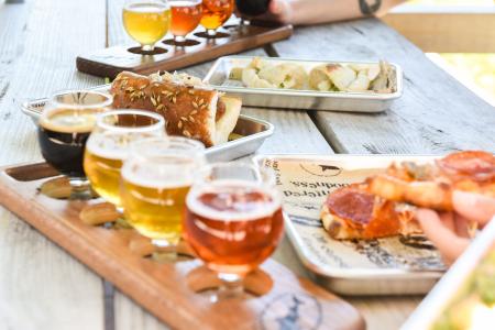 Food beers and food with hands