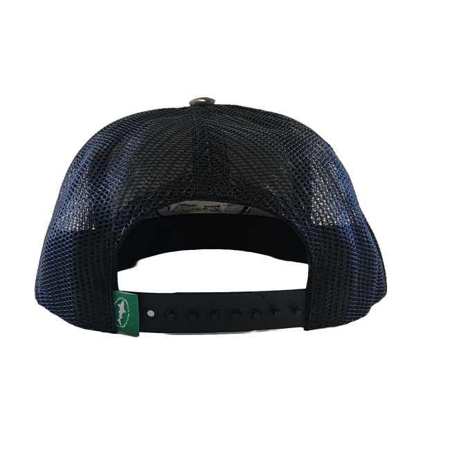 Camo trucker hat with Shark and Shield patch 