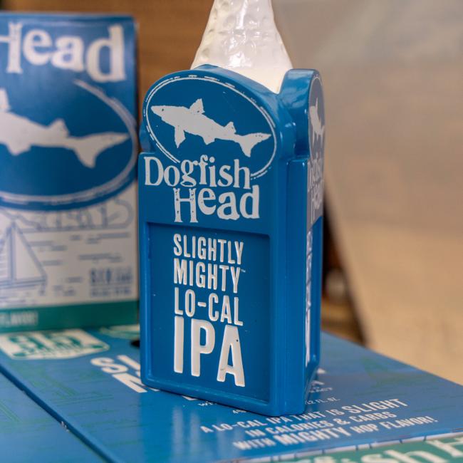 Slightly Mighty Tap Handle in Blue and White With Dogfish Head Shark