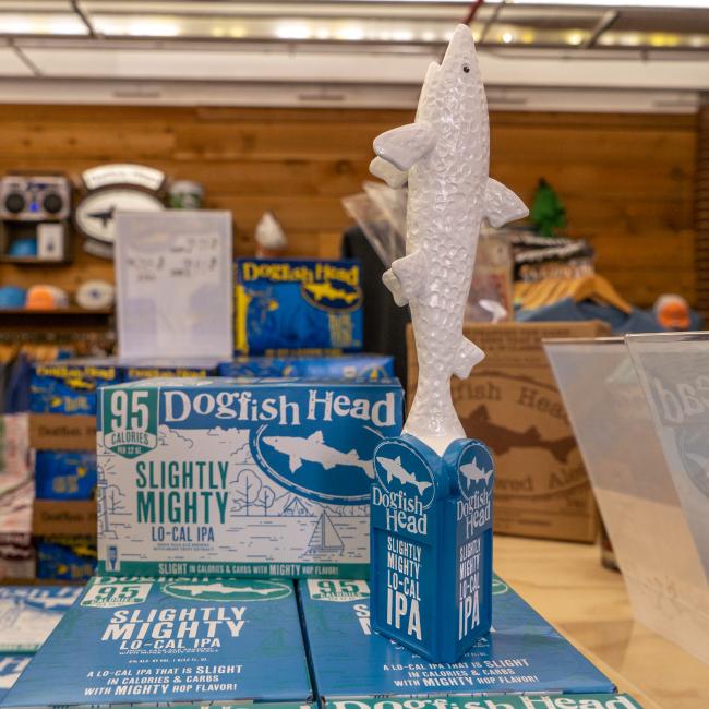Slightly Mighty Tap Handle in Blue and White With Dogfish Head Shark