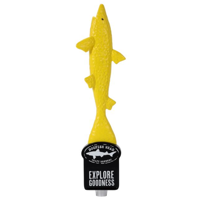 3d Yellow Shark Tap handle with Dogfish Head Logo 