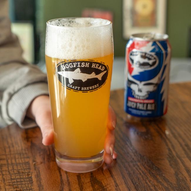 Second logo placement picture featuring Dogfish Head Shark & Sheild Craft Brewery logo. 