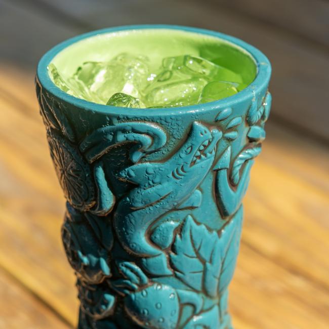 Hand carved Tiki Mug inspired by Dogfish Head underwater canned cocktail artwork