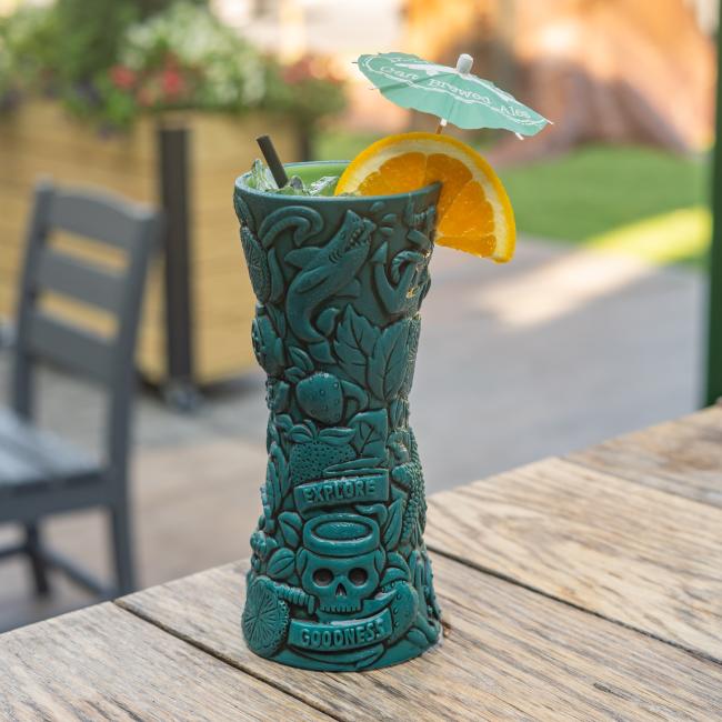 Hand carved Tiki Mug inspired by Dogfish Head underwater canned cocktail artwork