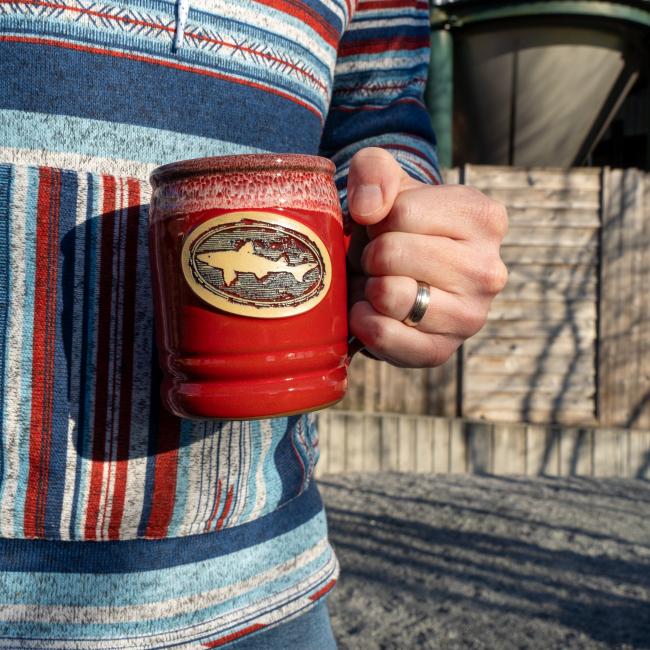 Dogfish Head Red Lumberjack Mug with Dogfish Head Logo on the Front