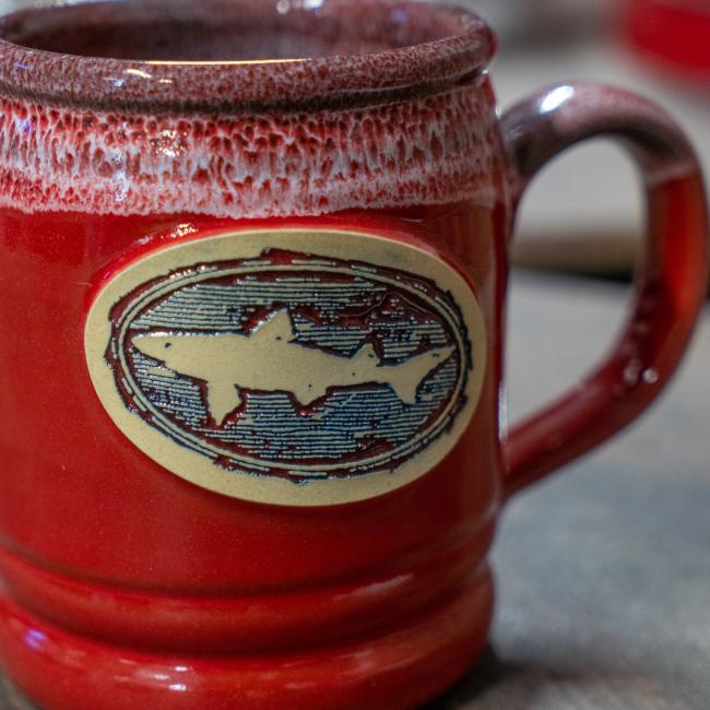 Dogfish Head Red Lumberjack Mug with Dogfish Head Logo on the Front