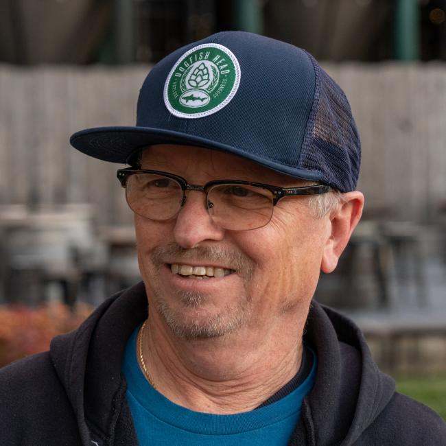 Navy Trucker Hat On Model