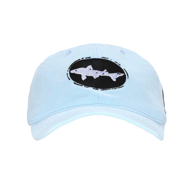 Baseball hat with Shark & Sheild front logo and hop logo on side 