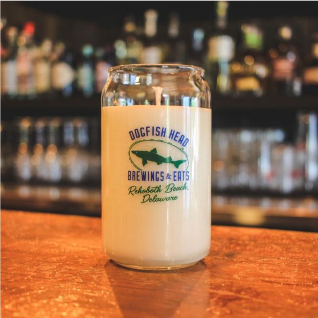 Grapefruit Soy Candle Rehoboth Beach Dogfish Logo