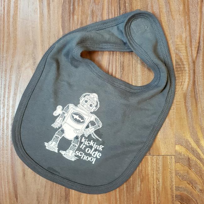 Charcoal Baby Bib with Robot design