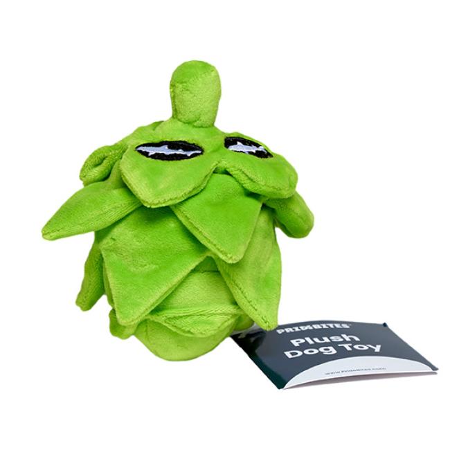 A plush green hop dog toy.
