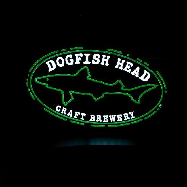 LED Sign with Shark & Shield Logo and Dogfish Head Craft Brewery Text