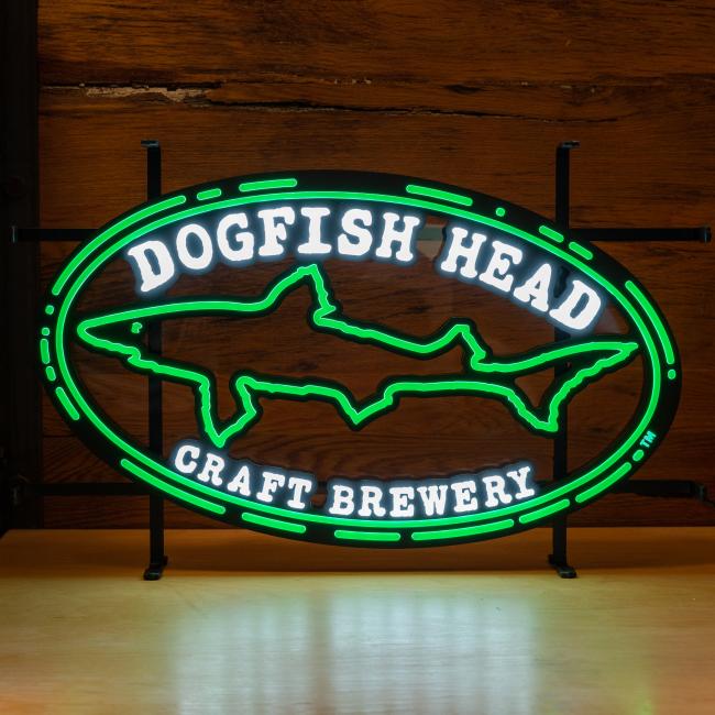 LED Sign with Shark & Shield Logo and Dogfish Head Craft Brewery Text