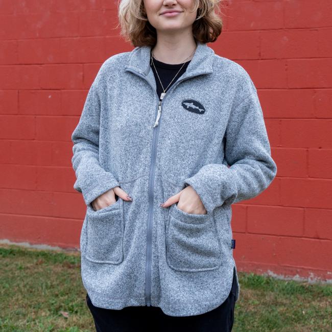 Patagonia W Heather Gray Full Zip Sweater Coat