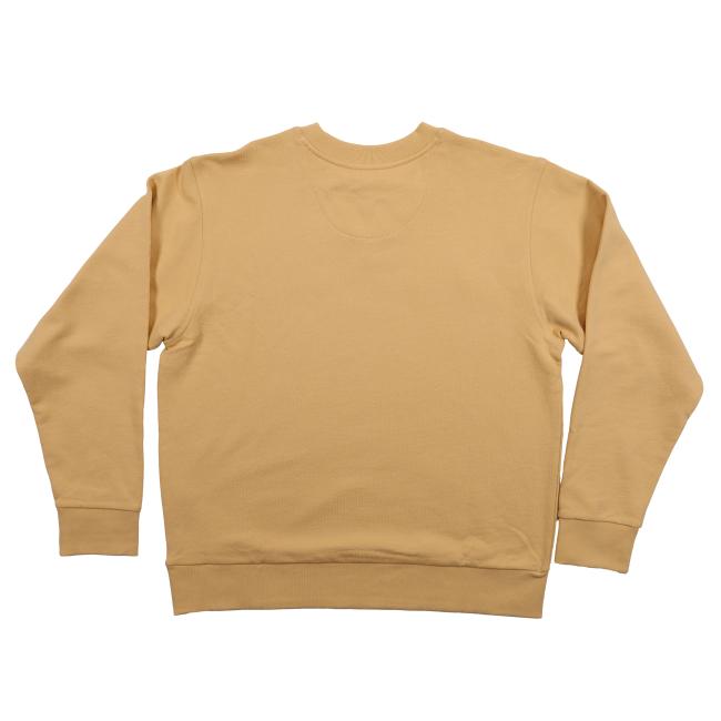 Back view of the plain yellow Patagonia crewneck sweatshirt, showing a clean design with no graphics or text.