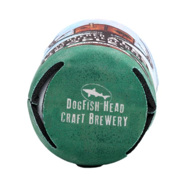 Green bottom of a teal/white can cooler with white 