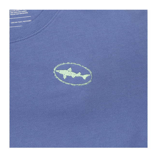 Solid Blue Cotton Crew