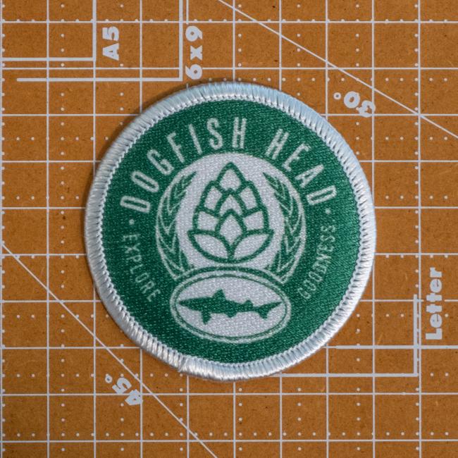 Green Explore Goodness Patch with white details