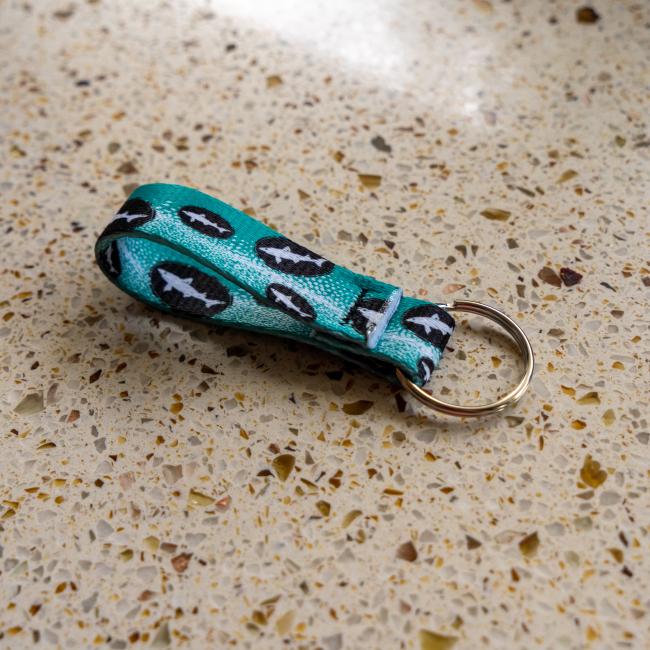Teal Fabric Keychain