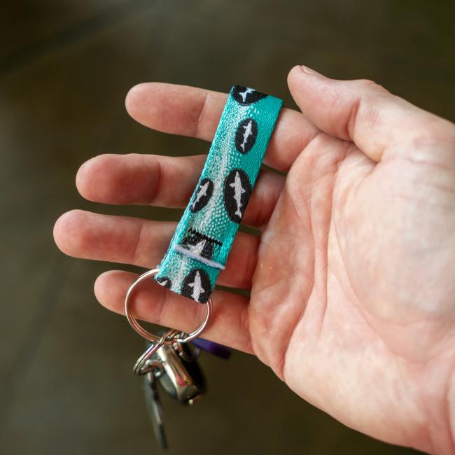 Teal Fabric Keychain