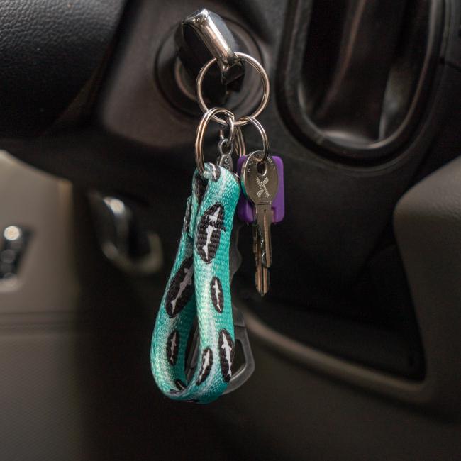 Teal Fabric Keychain