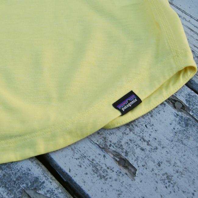 Patagonia Yellow Tank Top close up of Patagonia label