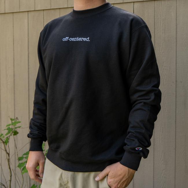 Black Off Centered Crew Sweatshirt Front