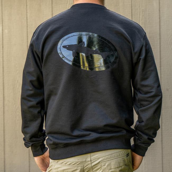 Black Off Centered Crew Sweatshirt Back