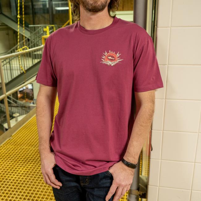 Male model wearing the citrus squall tee