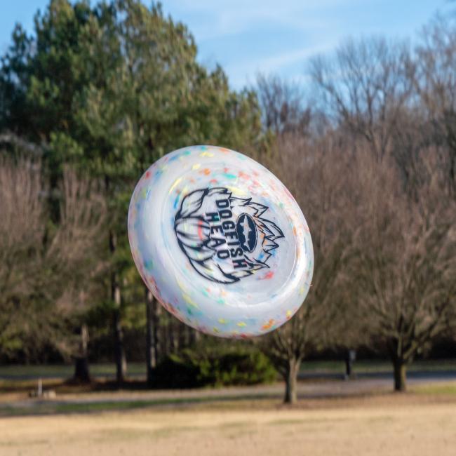 Frisbee tossed in the air