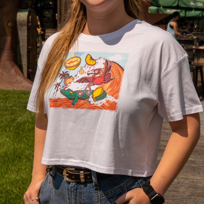 Miami Marmalade White Crop Tee