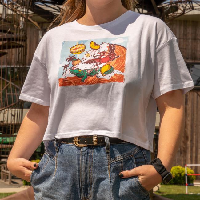 Miami Marmalade White Crop Tee