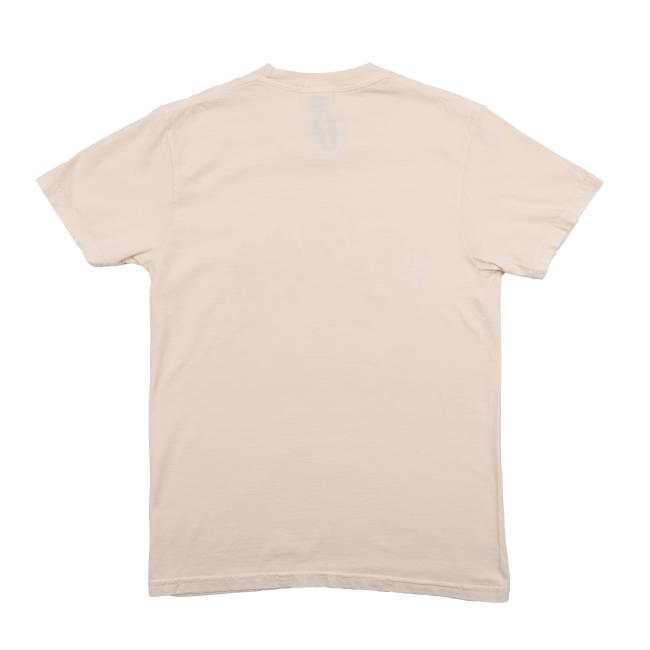 Back shot of ivory short sleeve tee. Solid no artwork